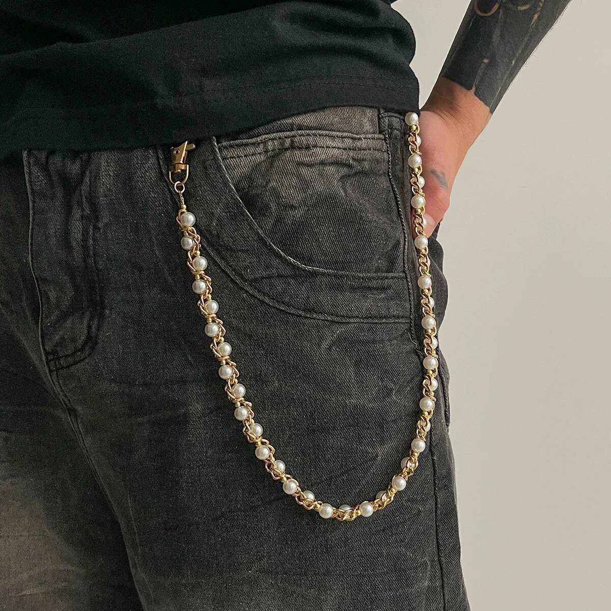 Body Jewelry Titanium - Ingemark Punk Imitation Pearl Trousers Hipster