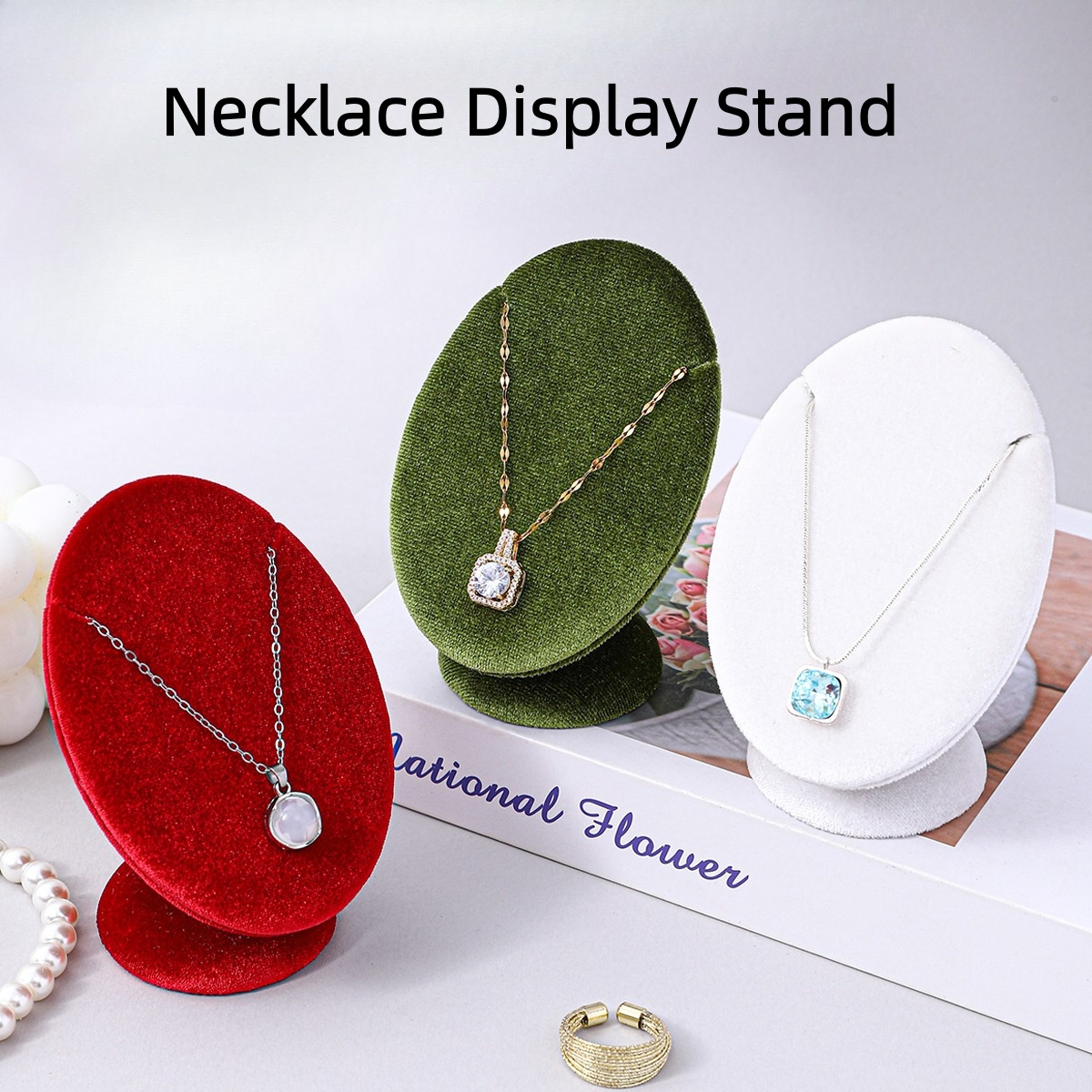 Body Jewelry Display Ideas - Luxury Velvet Necklace Display Stand Vertical