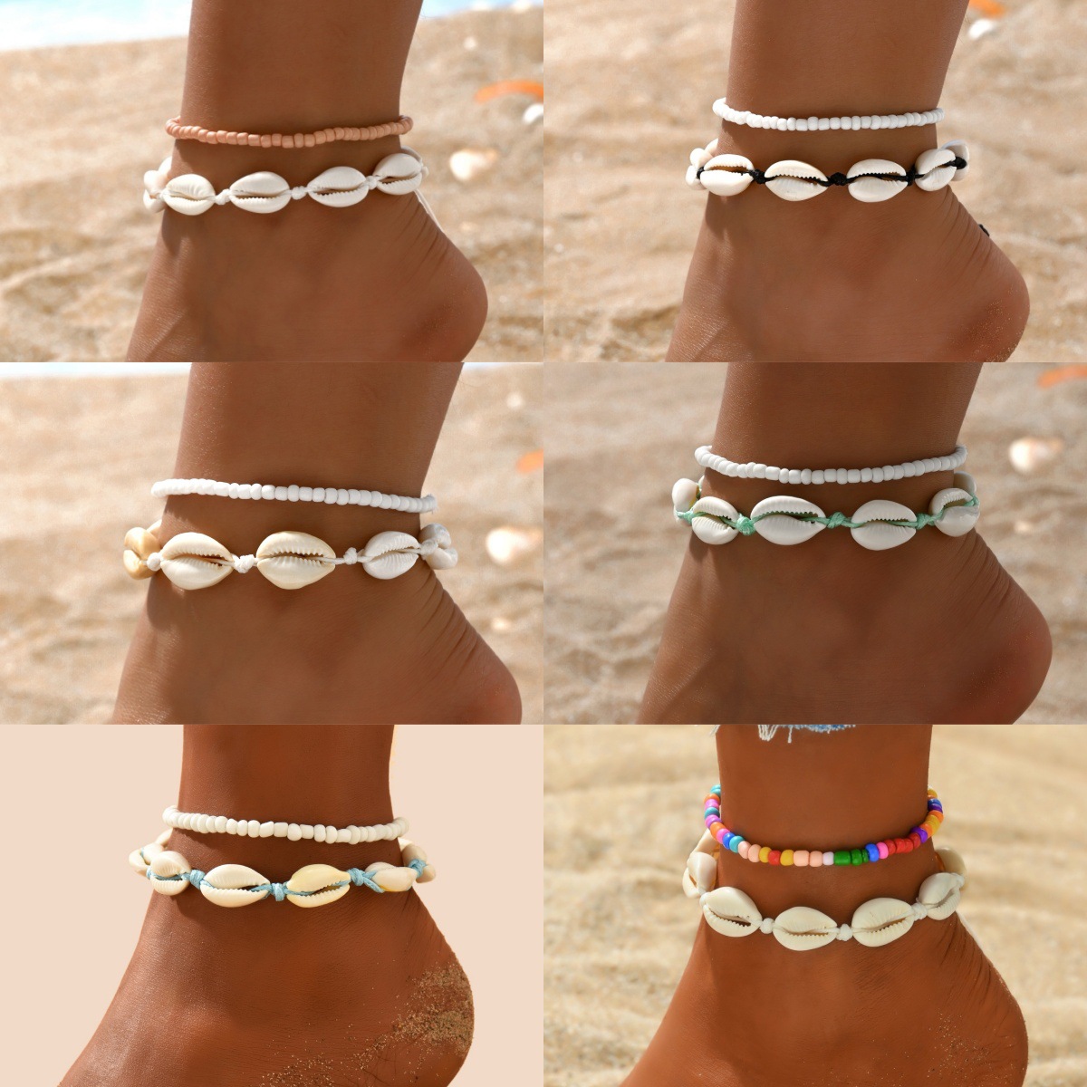 2PCS Bohemia Natural Shell Ank - Body Jewelry Leg Chain 评论和价格