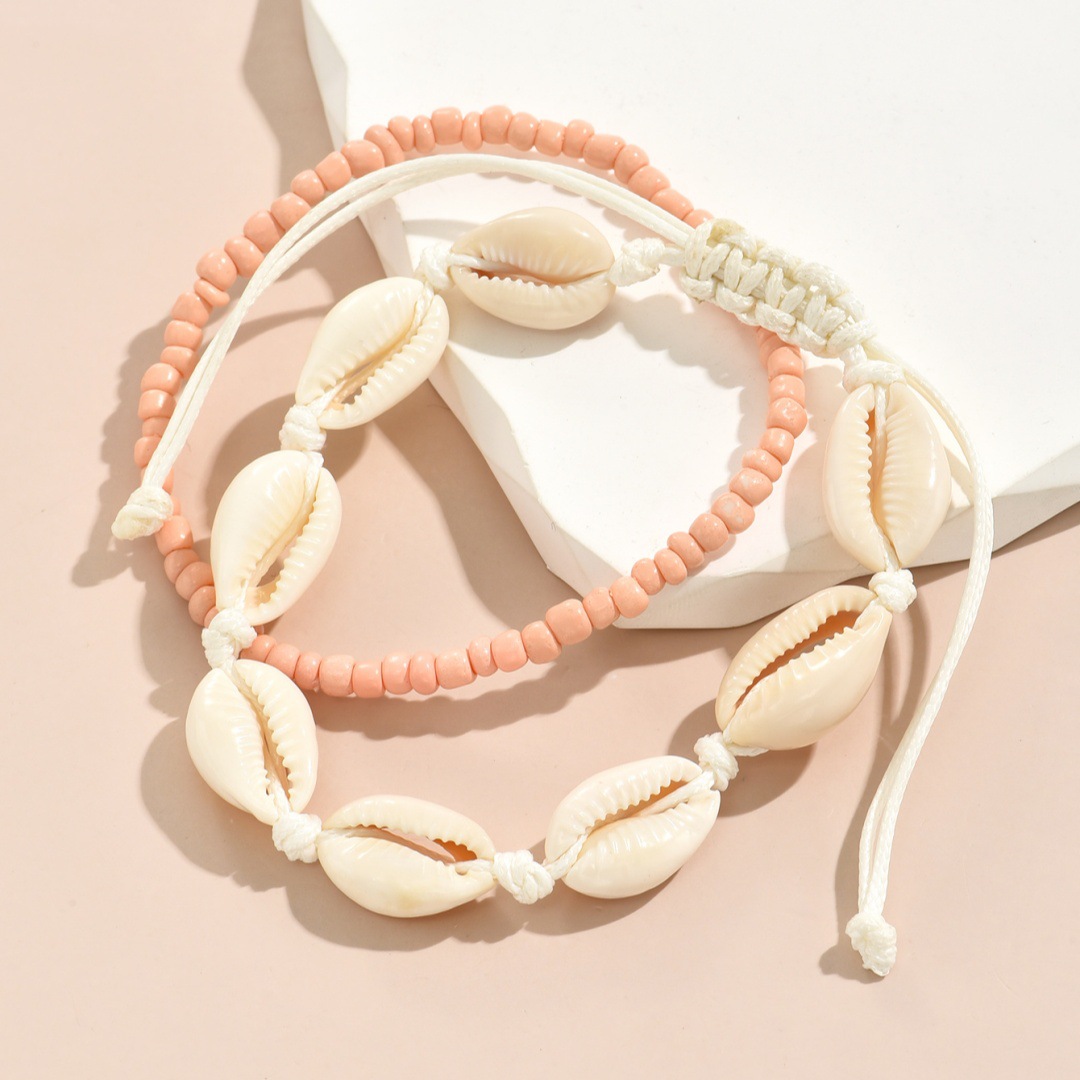 2PCS Bohemia Natural Shell Ank - Body Jewelry Leg Chain 评论和价格