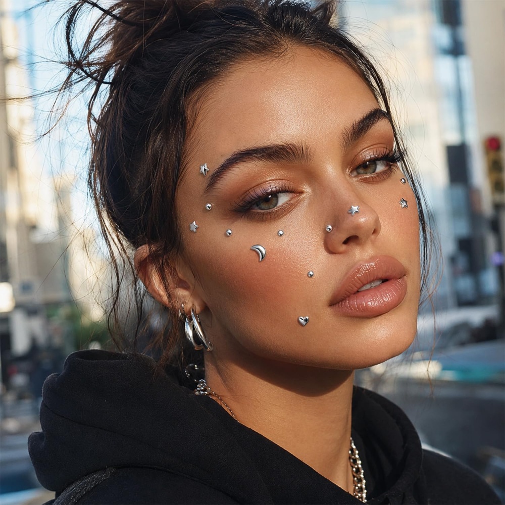 Fake Piercings Balls Stick on  - Body Jewelry And Piercing 评论和价格