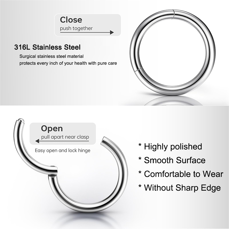 16G 316L Surgical Steel Hinged - Body Jewelry And Piercing 评论和价格