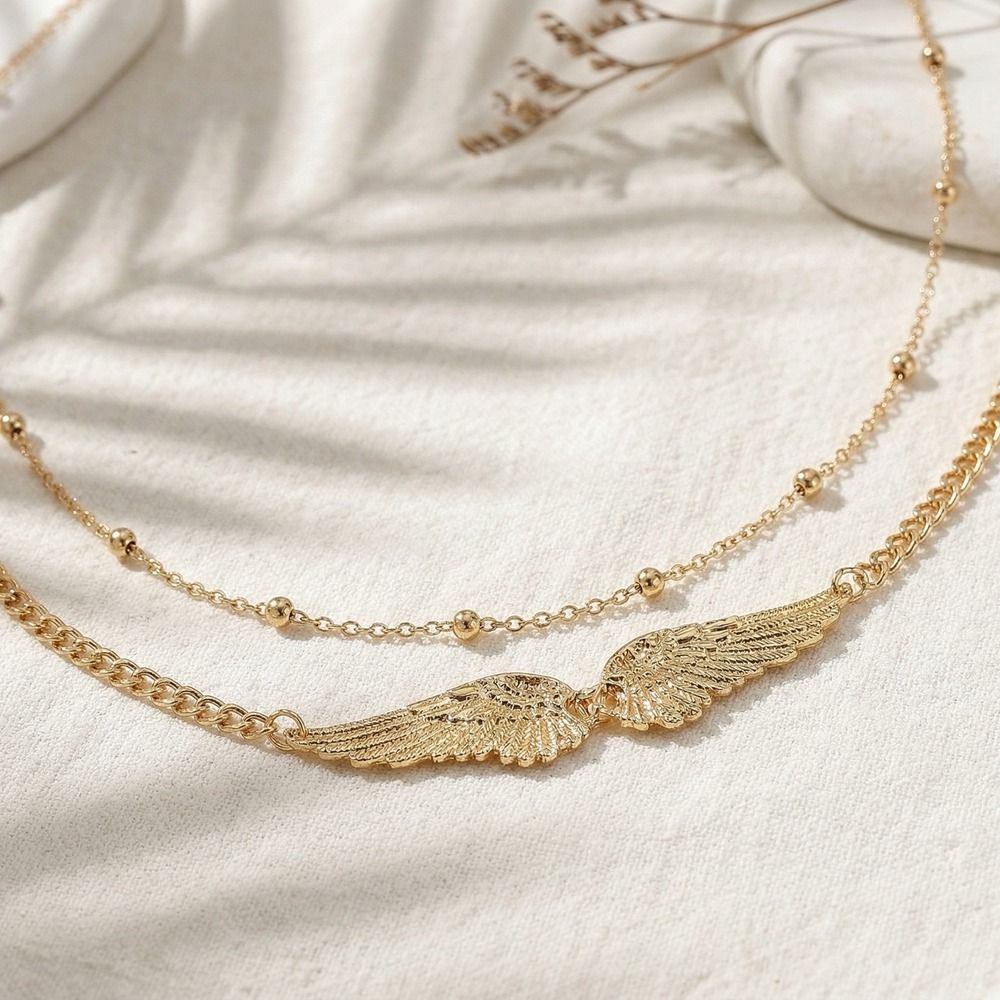 Gift Elegant Double Layer Wing - Body Jewelry Gold 评论和价格