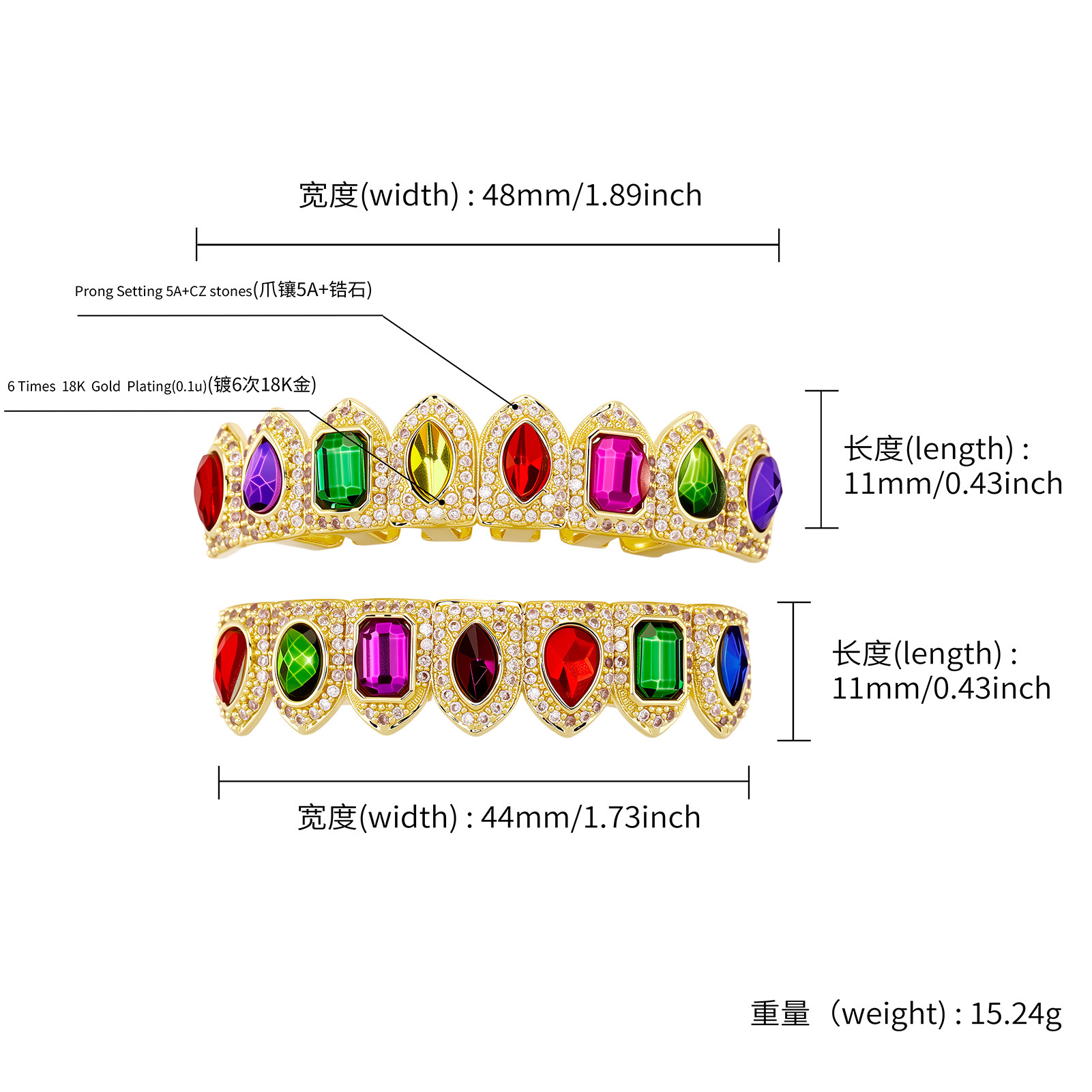 `Hip Hop Colorful Rhinestone T - Body Jewelry And Piercing 评论和价格