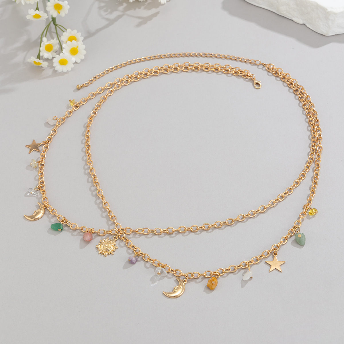 Boho Star Moon Sun Pendant Wai - Body Jewelry Gold 评论和价格