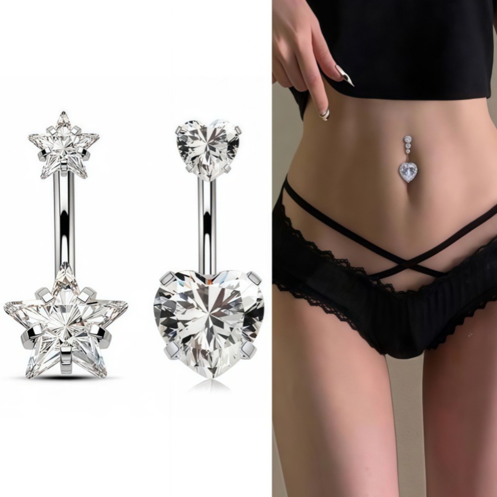Heart Round Double Head Zircon - Body Jewelry Charms 评论和价格