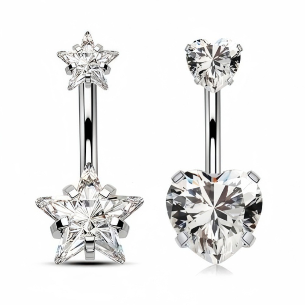 Heart Round Double Head Zircon - Body Jewelry Charms 评论和价格
