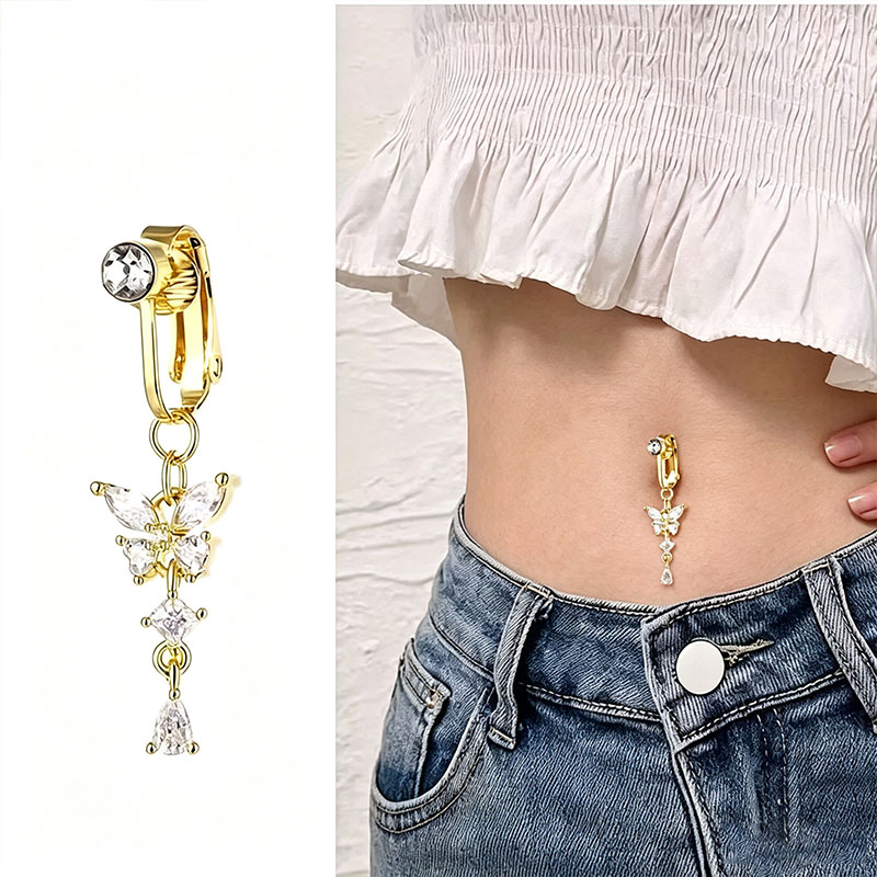 1Pc Butterfly Design CZ Fake B - Body Jewelry And Piercing 评论和价格