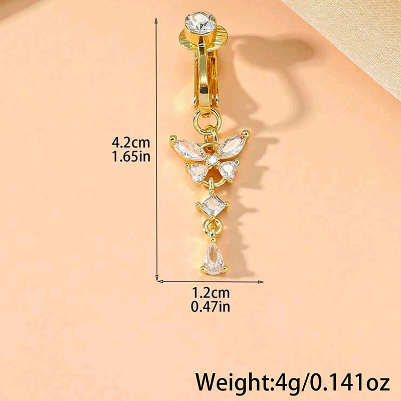 1Pc Butterfly Design CZ Fake B - Body Jewelry And Piercing 评论和价格