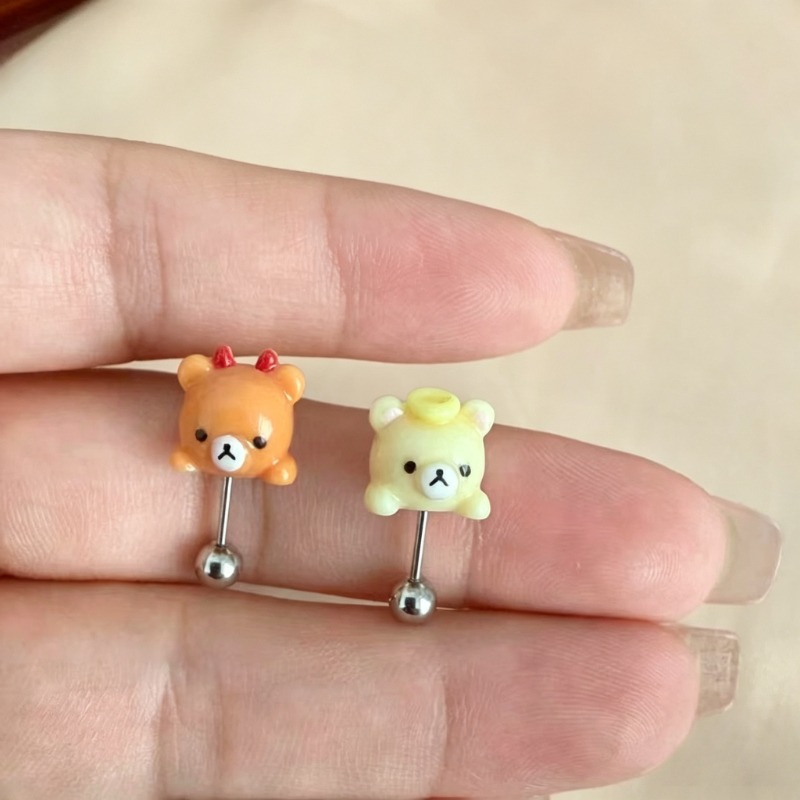 Kawaii Rilakkuma Stud Earrings - Body Jewelry Titanium 评论和价格