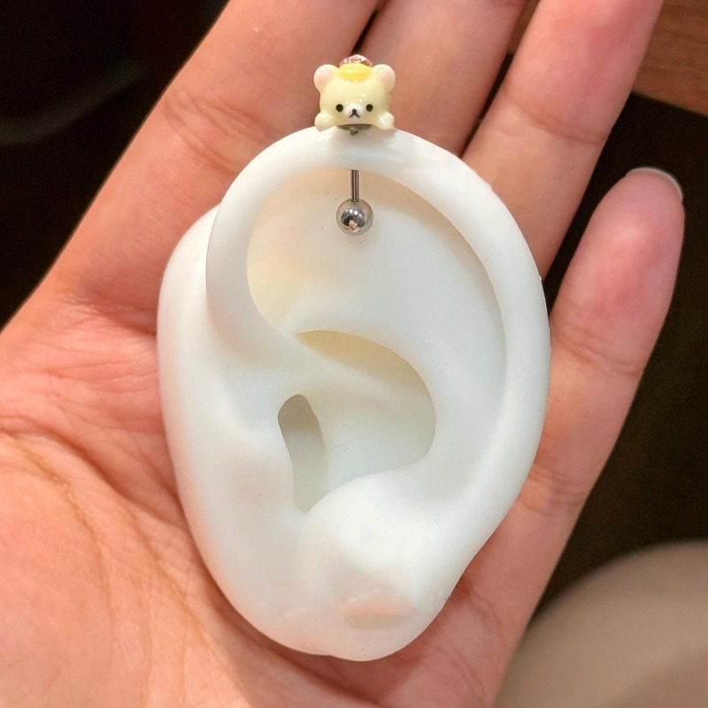 Kawaii Rilakkuma Stud Earrings - Body Jewelry Titanium 评论和价格
