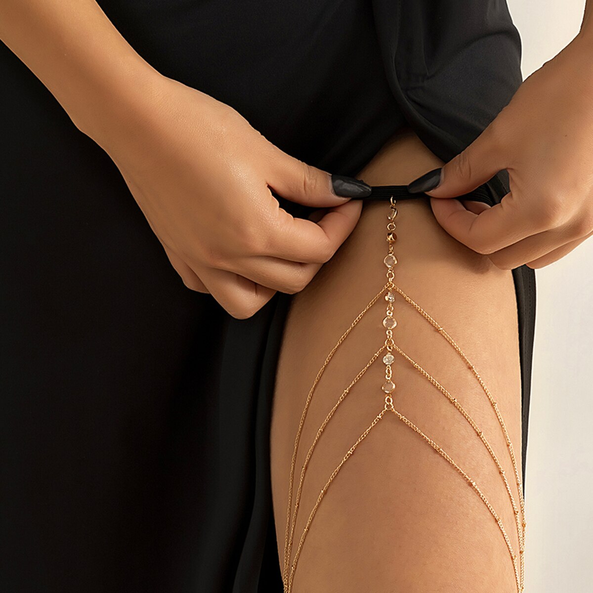 Boho Elastic Band Crystal Leg  - Body Jewelry Leg Chain 评论和价格