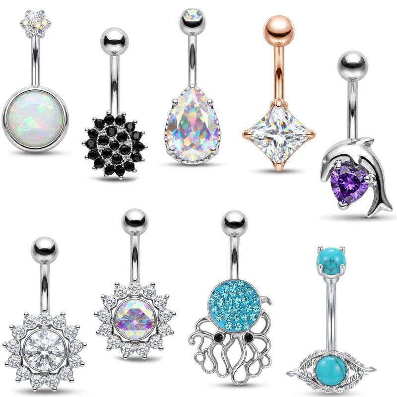 1Pcs Purple Zircon Dangle Bell - Body Jewelry Titanium 评论和价格