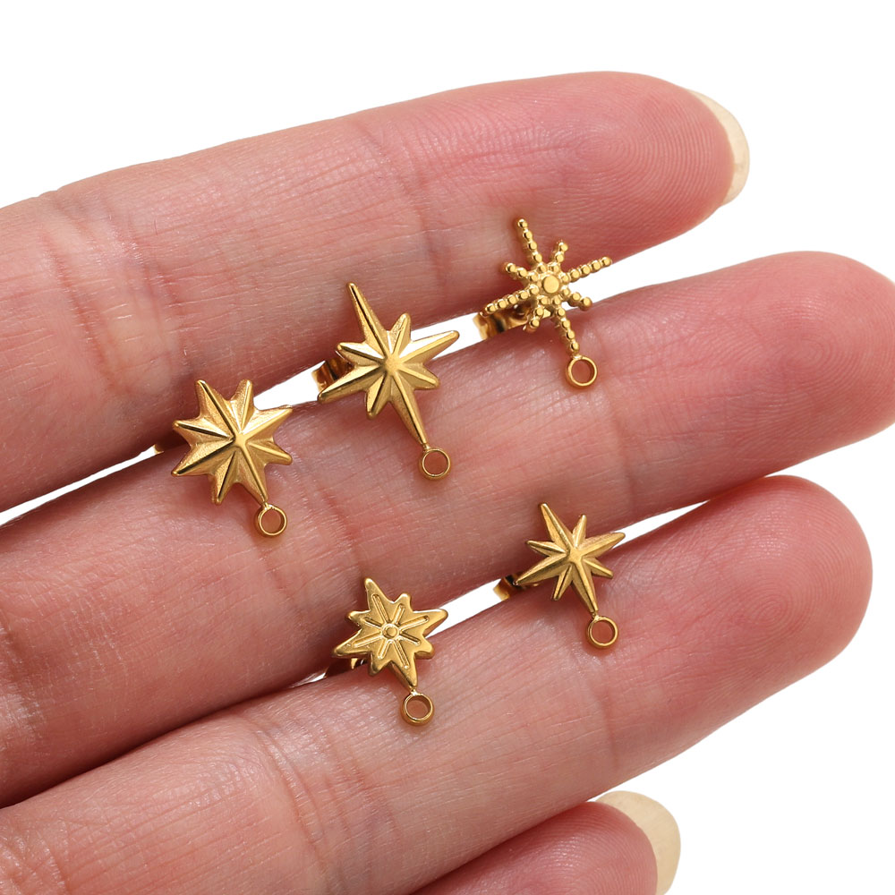 6pcs Stainless Steel Star Earr - Body Jewelry Gold 评论和价格
