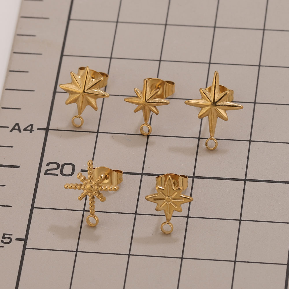 6pcs Stainless Steel Star Earr - Body Jewelry Gold 评论和价格