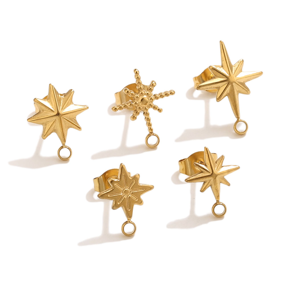 6pcs Stainless Steel Star Earr - Body Jewelry Gold 评论和价格
