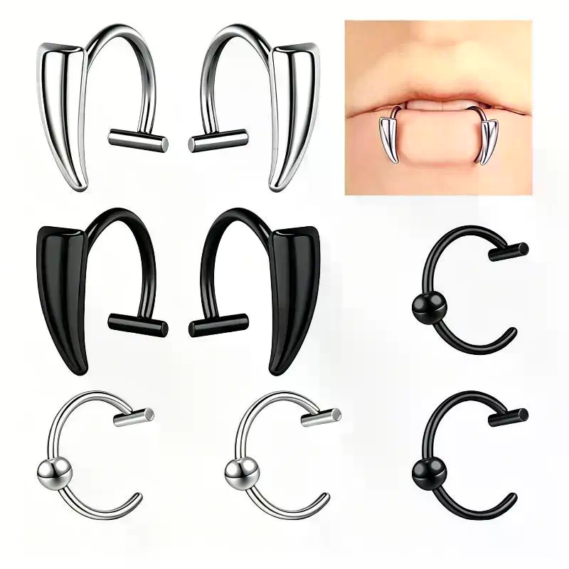 Punk Fake Lip Piercing Jewelry - Body Jewelry And Piercing 评论和价格