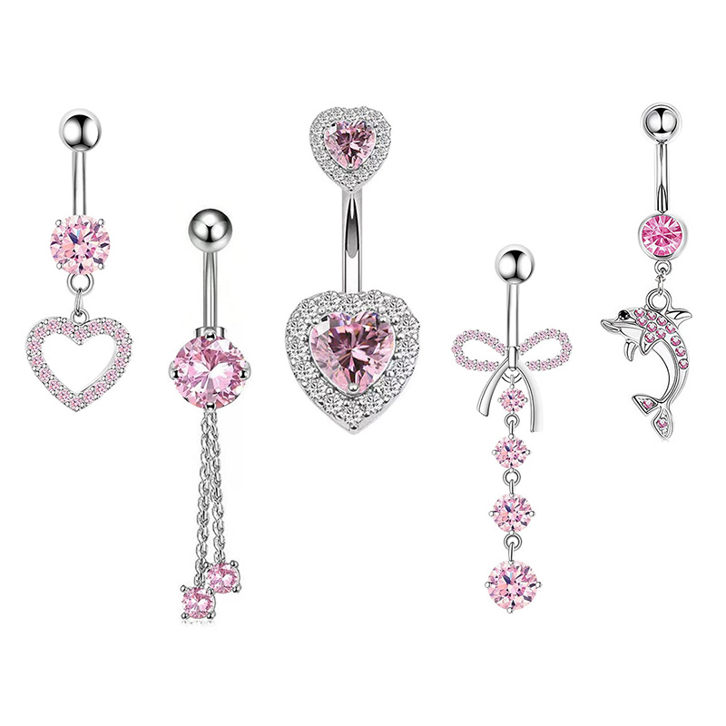 1PCS Pink Crown Belly Button R - Body Jewelry And Piercing 评论和价格
