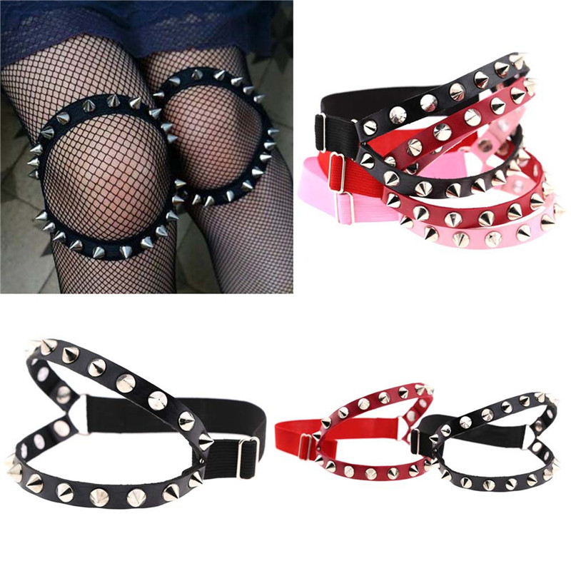 Punk Leather Nail Rivet Collar - Body Jewelry Leg Chain 评论和价格