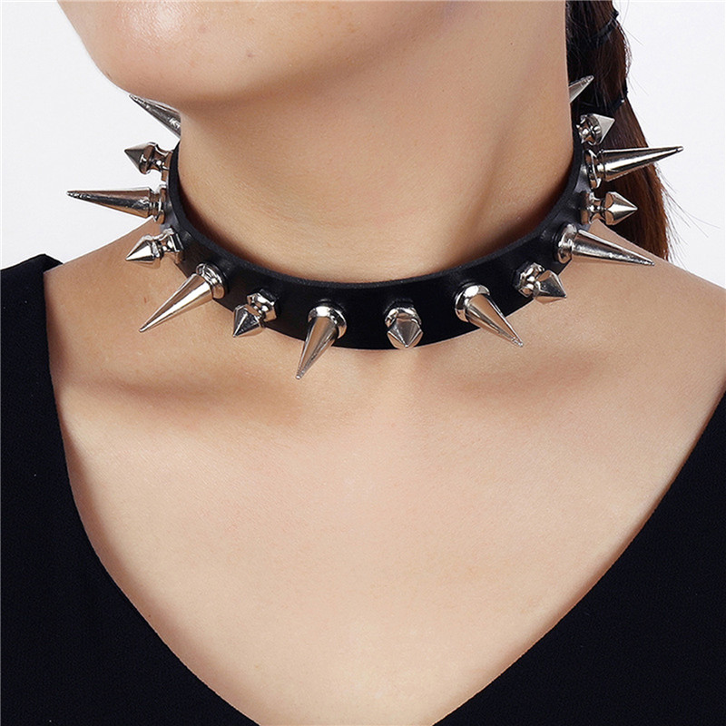 Punk Leather Nail Rivet Collar - Body Jewelry Leg Chain 评论和价格