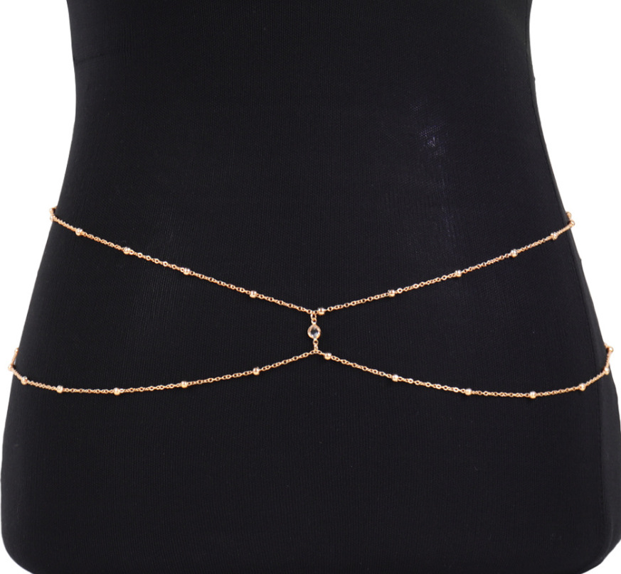 Clear Rhinestone Beaded Belly  - Body Jewelry By The Chain Gang 评论和价格