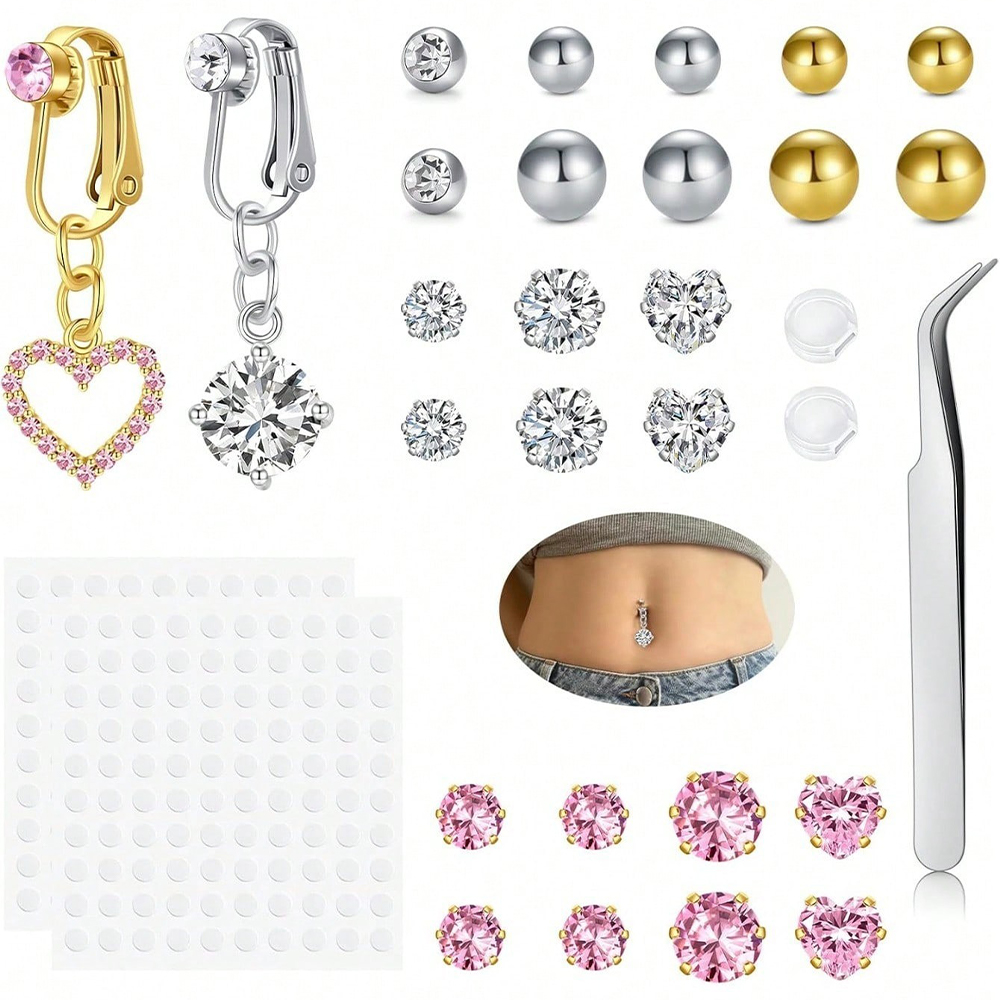 Gold Fake Belly Piercing Cubic - Body Jewelry And Piercing 评论和价格