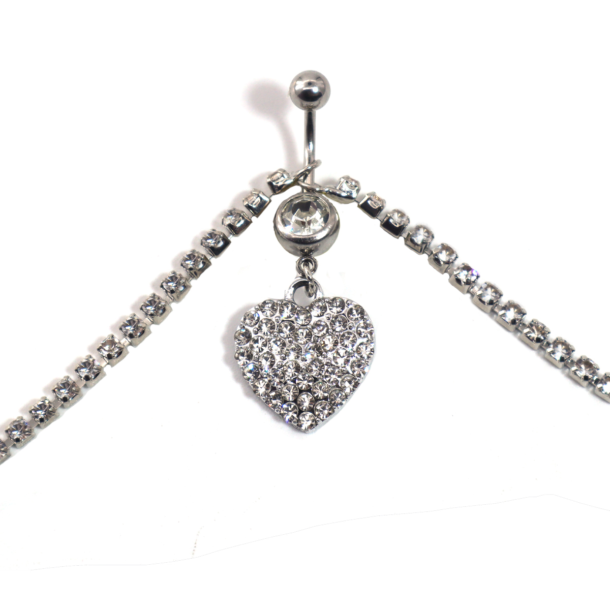 Cross Heart Rhinestone Belly B - Body Jewelry Titanium 评论和价格