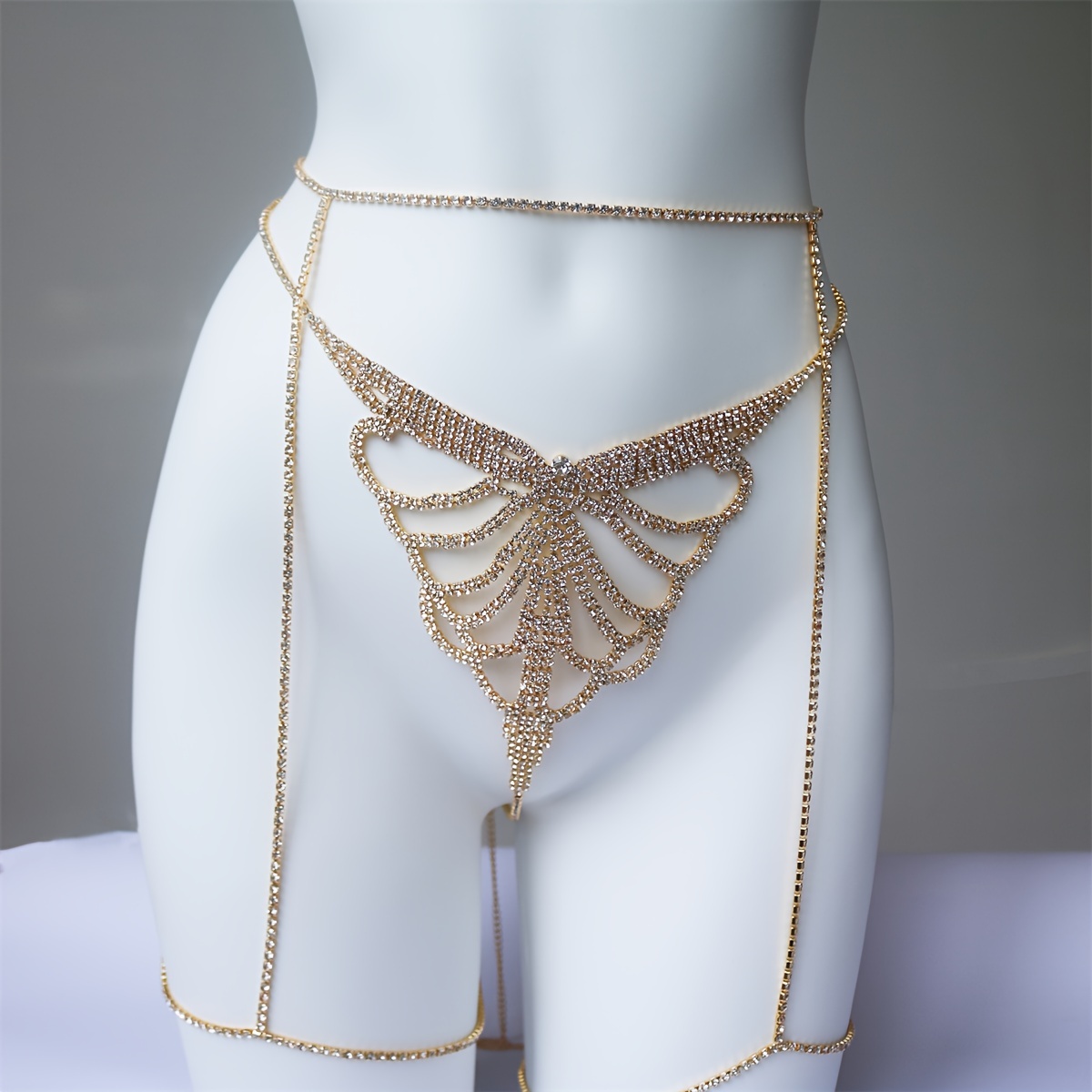 Multi layer rhinestone sparkli - Body Jewelry Leg Chain 评论和价格
