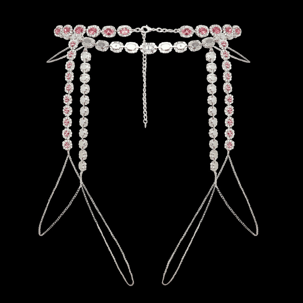 Stonefans Round Pink Thigh Cha - Body Jewelry Leg Chain 评论和价格