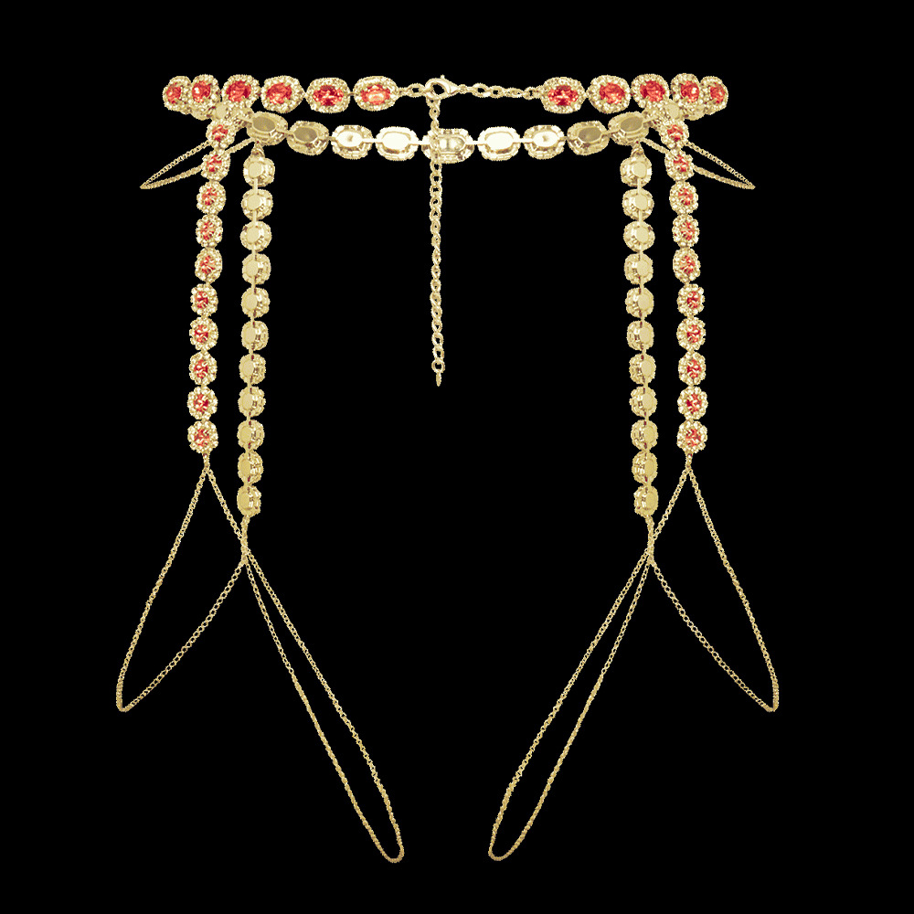Stonefans Round Pink Thigh Cha - Body Jewelry Leg Chain 评论和价格