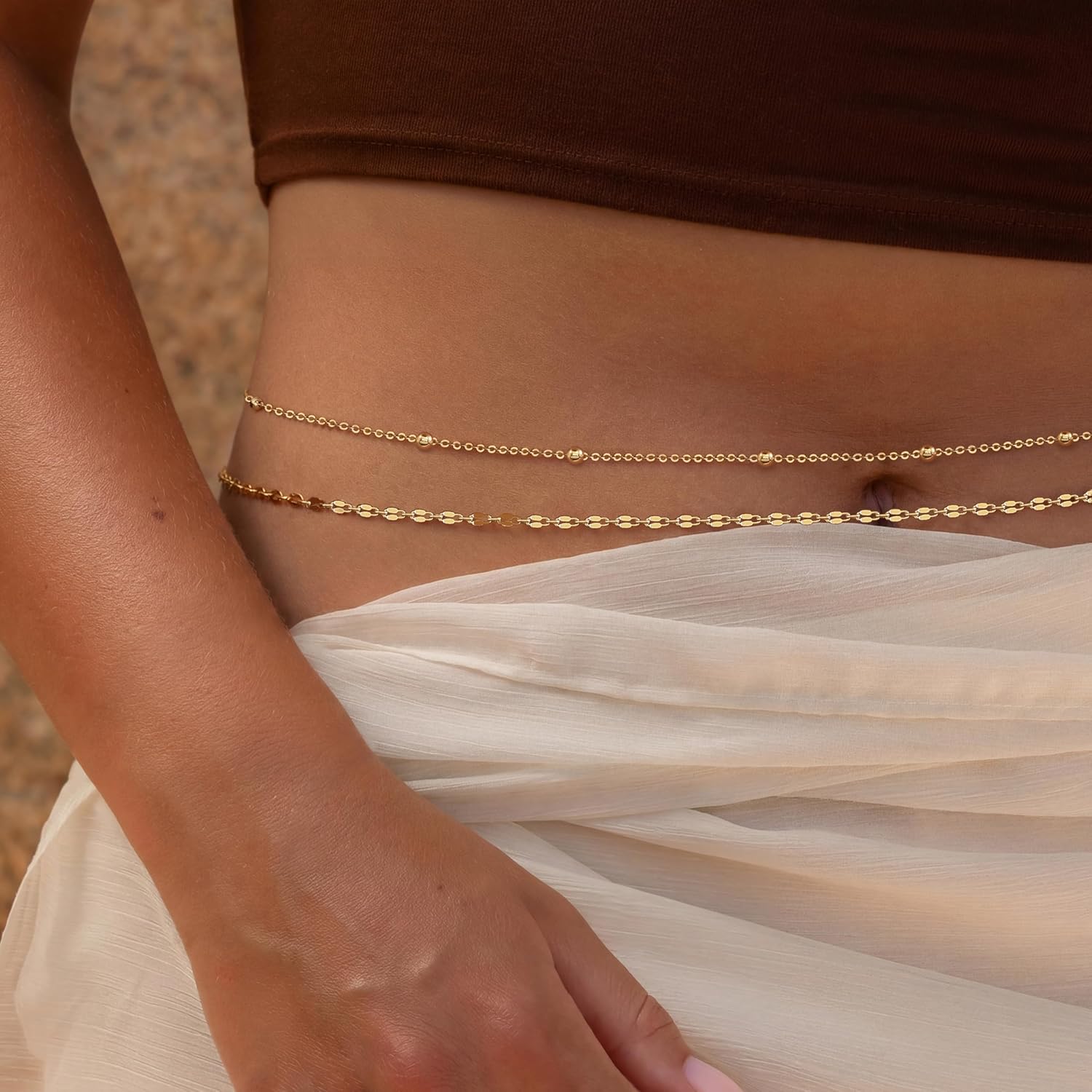 14K Gold Plated Waist Chain Wo - Body Jewelry By The Chain Gang 评论和价格